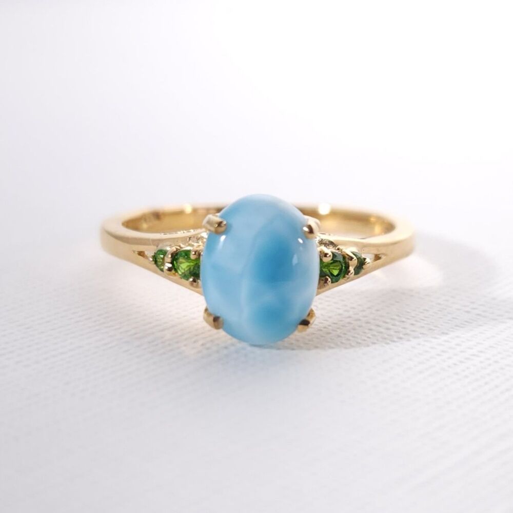 Larimar 1.9 Carats Ring Vermeil YG over Sterling Silver Size 10